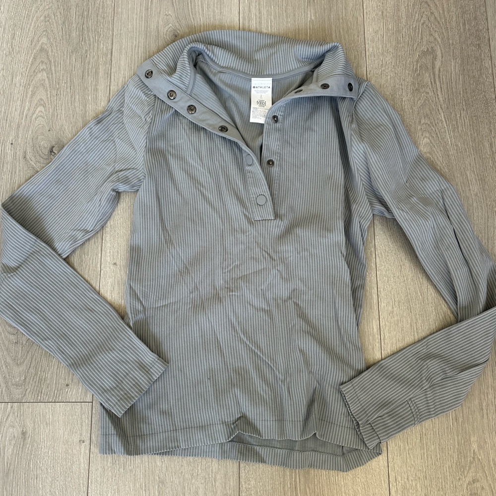 Athleta Striped Button Down Shirt